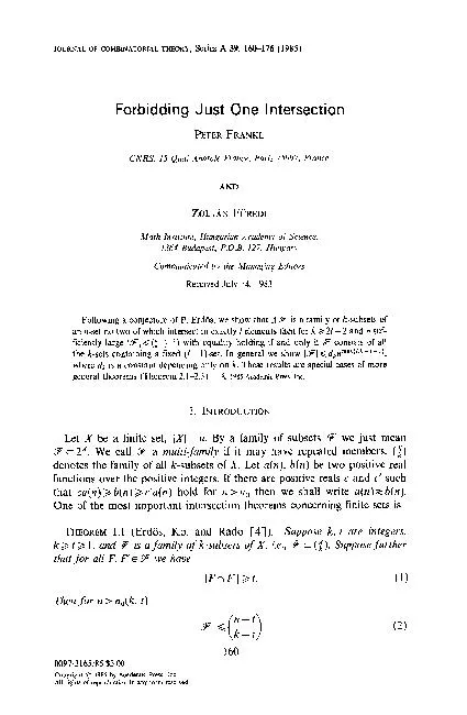 JOURNAL OF COMBINATORIAL THEORY, Series A 39, 160-176 (1985)