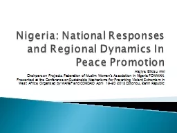 Nigeria: National Responses and Regional Dynamics In Peace