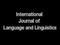 International Journal of Language and Linguistics