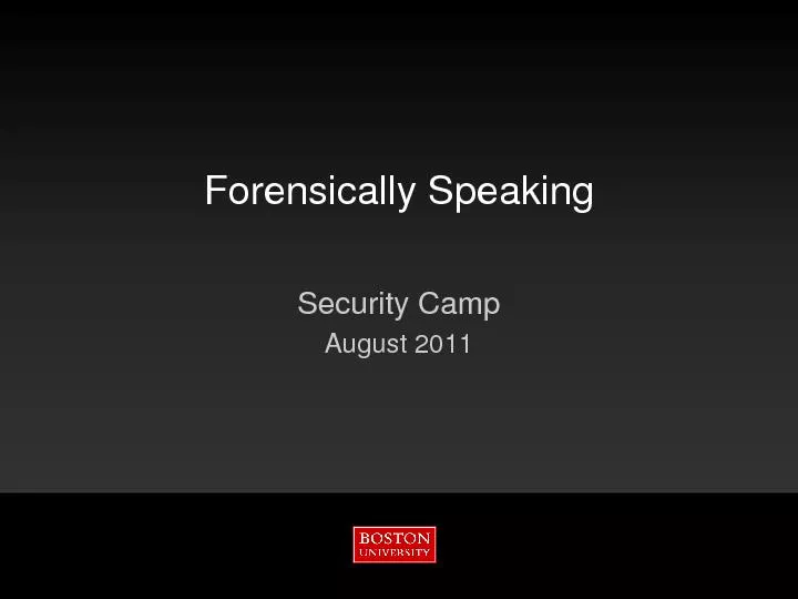 Forensically Speaking