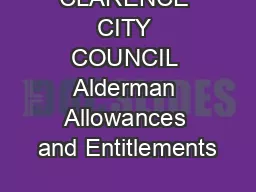 CLARENCE CITY COUNCIL Alderman Allowances and Entitlements