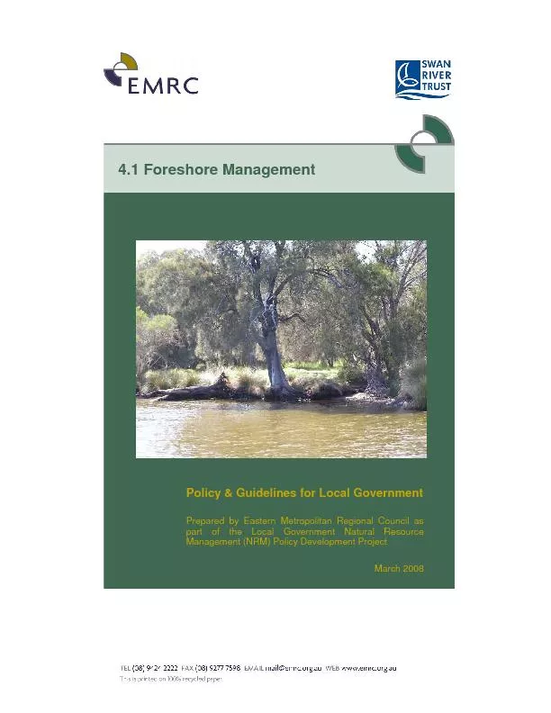 EMRC-67285 - 4.1 Local Government Foreshore management Policy and Guid