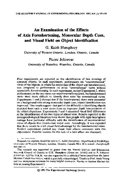 THE QUARTERLY JOURNAL EXPERIMENTAL PSYCHOLOGY, Field on Object Identif