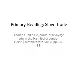 Primary Reading: Slave Trade