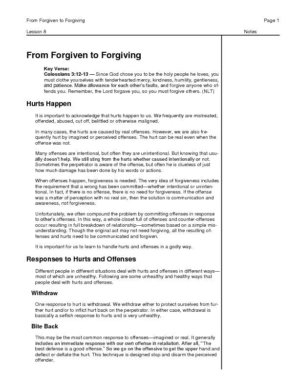 Forgiven to Forgiv
