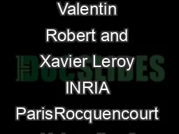 A FormallyVeried Alias Analysis Valentin Robert and Xavier Leroy INRIA ParisRocquencourt University of California San Diego vrobertcs