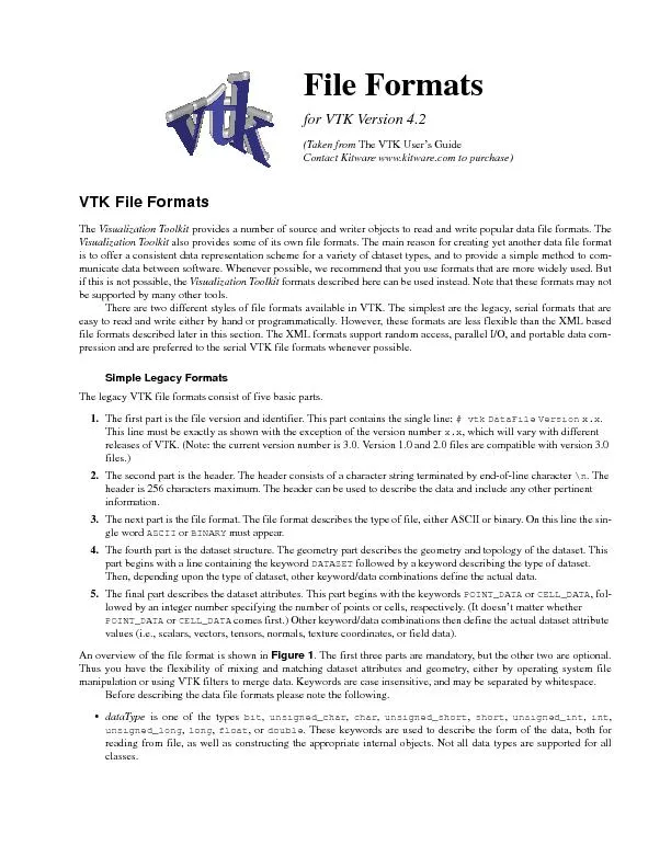 FileFormatsforVTKVersion4.2(TakenfromTheVTKUser