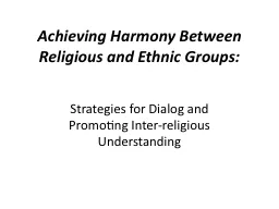 Achieving Harmony Between Religious and Ethnic Groups: