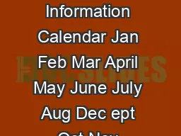 enguin Information Calendar Jan Feb Mar April May June July Aug Dec ept Oct Nov 