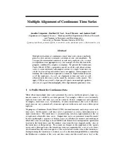 Multiple Alignment of Continuous Time Series Jennifer Listgarten  Radford M