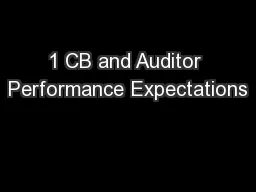 1 CB and Auditor Performance Expectations