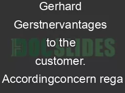by Dr. Gerhard Gerstnervantages to the customer. Accordingconcern rega