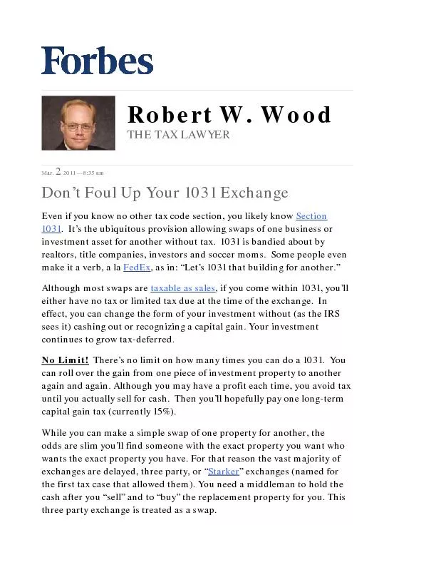 Robert W. WoodTHE TAX LAWYER