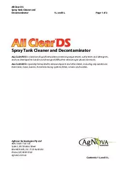 Net Contents  Litres Spray Tank Cleaner and Decontaminator A balanced liquid formulation containing sequestrants surfactants and detergents