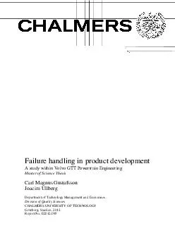Failure handling in product development A study within Volvo GTT Power