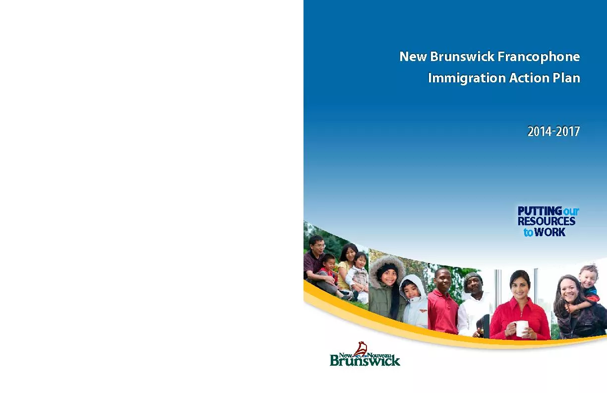 New Brunswick Francophone Immigration Action Plan    2014 - 2017