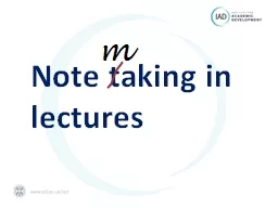 Note taking in lectures