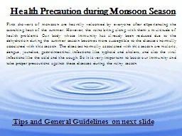Health Precaution during Monsoon Season