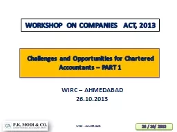 WORKSHOP ON COMPANIES  ACT, 2013