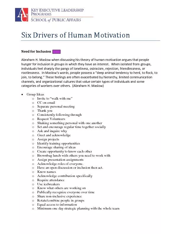Six Drivers of Human Motivation