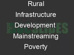 Mainstreaming Poverty Alleviation Strategies through Sustainable Rural Infrastructure
