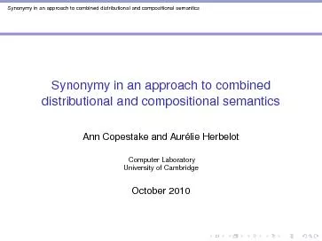 Synonymyinanapproachtocombineddistributionalandcompositionalsemantics