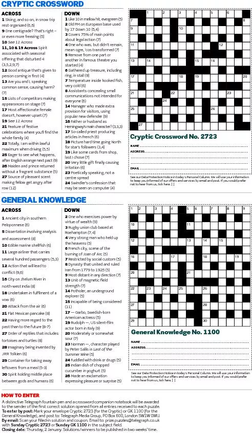 Cryptic Crossword No. 2723