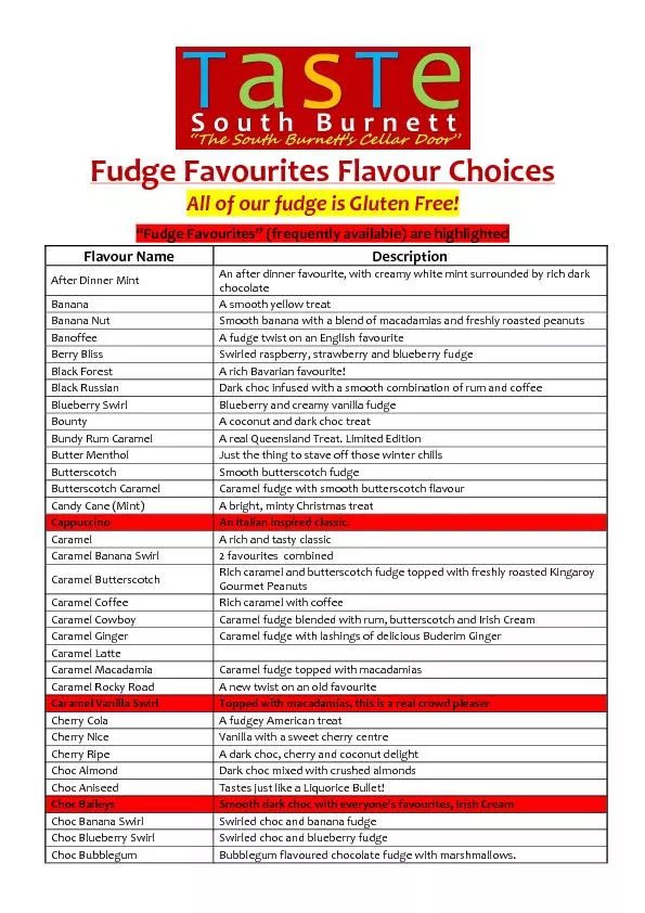 Fudge Favourites Flavour Choices