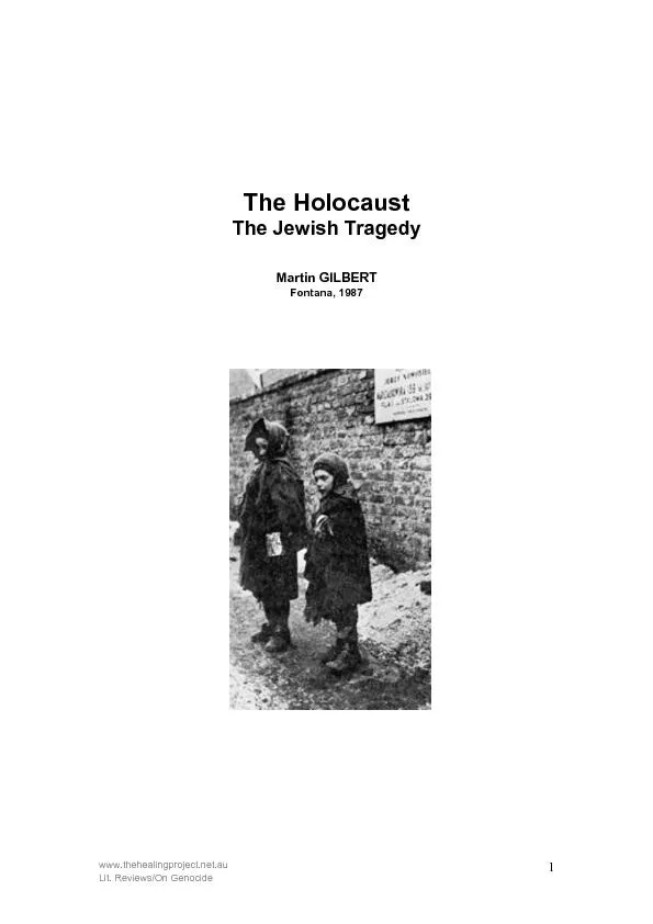 Martin GILBERT (1987): The Holocaust. The Jewish Tragedy