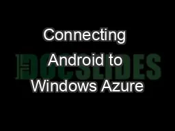 Connecting Android to Windows Azure