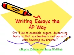 Writing Essays the AP Way