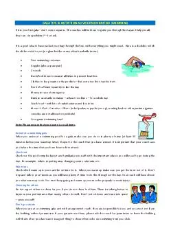 GALA TIPS& NUTRITION ADVICE FROM BRITISH SWIMMINGIf it is your first g