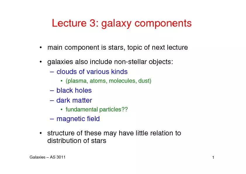 Lecture 3: galaxy components
