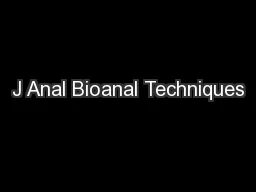 J Anal Bioanal Techniques