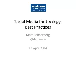 Social Media for Urology: