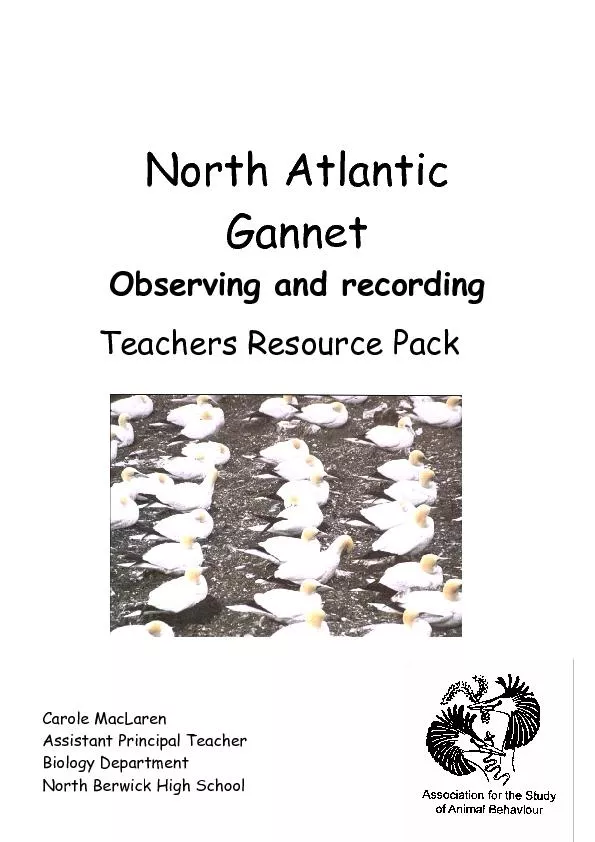 North Atlantic Gannet Observing and recording Teachers Re