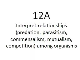 12A Interpret relationships (predation, parasitism, commens
