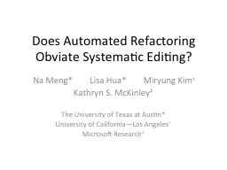 Does Automated Refactoring Obviate Systematic Editing?