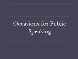 Occasions for Public Speaking