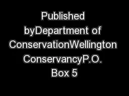 Published byDepartment of ConservationWellington ConservancyP.O. Box 5