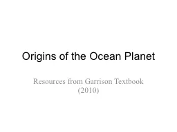 Origins of the Ocean Planet