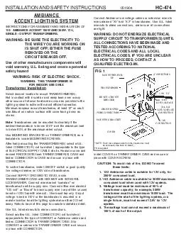 AMBIANCE ACCENT LIGHTING SYSTEM INSTRUCTIONS FOR ASSEMBLY AND INSTALLATION OF THE AMBIANCE ACCENT W AND W