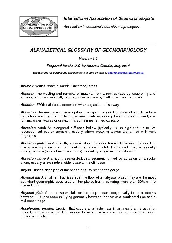 International Association of Geomorphologists