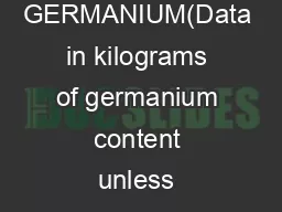 GERMANIUM(Data in kilograms of germanium content unless otherwise note