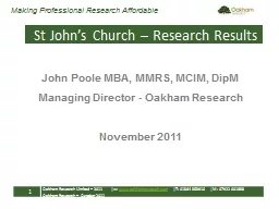 St John’s Church – Research Results