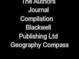 The Authors Journal Compilation   Blackwell Publishing Ltd Geography Compass