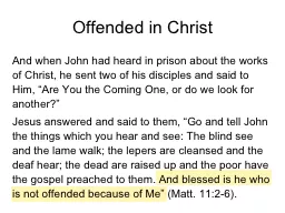 Offended in Christ