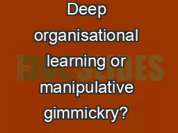 Deep organisational learning or manipulative gimmickry? – Introdu