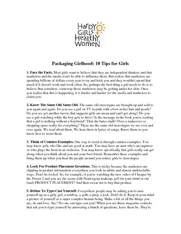 Packaging Girlhood: 10 Tips for GirlsMost girls want to believe that t