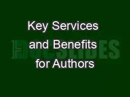 Key Services and Benefits for Authors